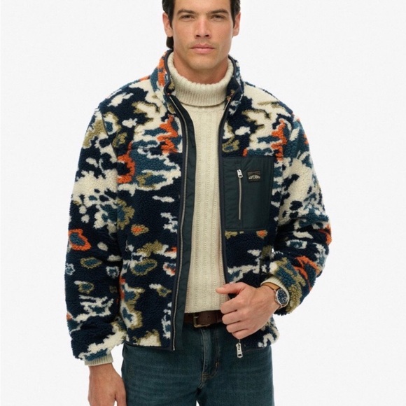 SuperDry: Printed Zip Through Fleece in Lichen Print - Brand New with Tags - Picture 1 of 8